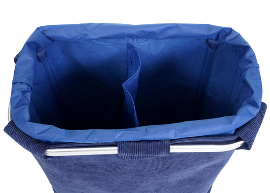Cosmo Casa - Wasverzamelaar met 2 Vakken - Met Net en Trekkoord - 56x49x30cm - Blauw