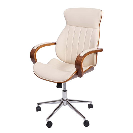 Cosmo Casa - Bureaustoel - Directie - Kunstleer - Crème
