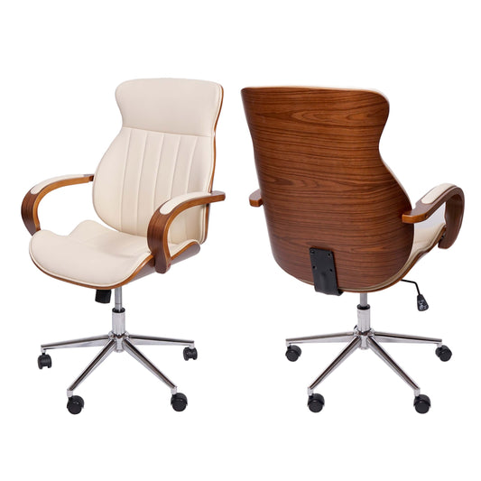 Cosmo Casa - Bureaustoel - Directie - Kunstleer - Crème