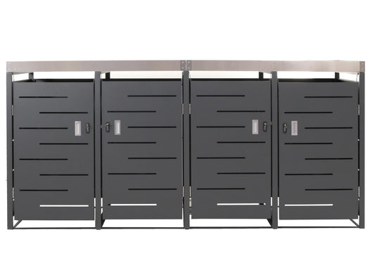 Cosmo Casa - 4-delige Prullenbakbekleding - Uitbreidbaar - RVS & Metaal - Antraciet - 92 kg