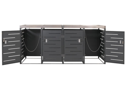 Cosmo Casa - 4-delige Prullenbakbekleding - Uitbreidbaar - RVS & Metaal - Antraciet - 92 kg
