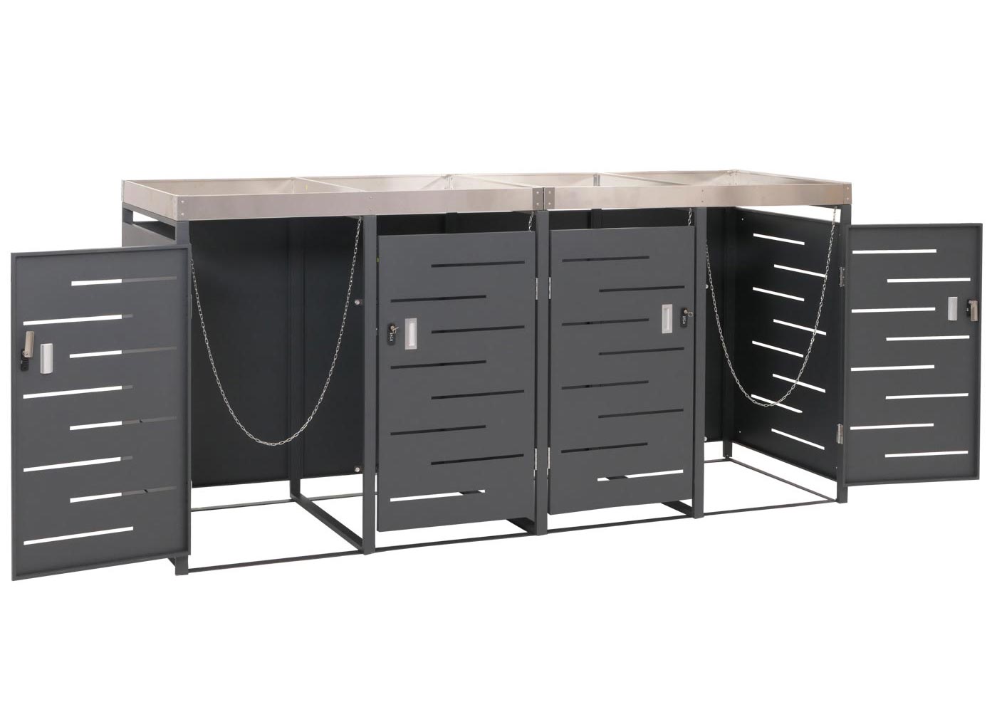 Cosmo Casa - 4-delige Prullenbakbekleding - Uitbreidbaar - RVS & Metaal - Antraciet - 92 kg