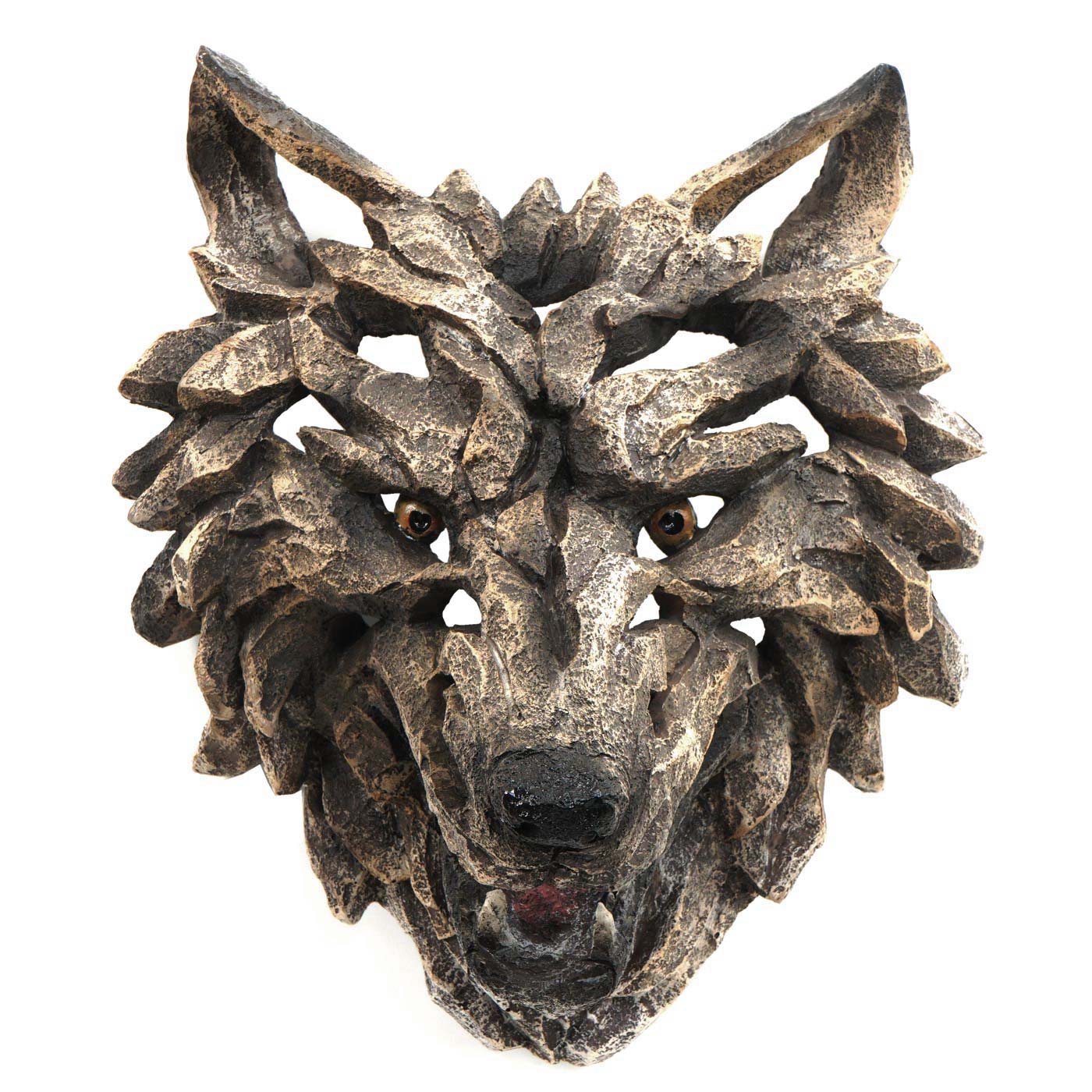 Cosmo Casa - Wanddecoratie - Wolfskop - Polyresin - Grijs - 32 cm