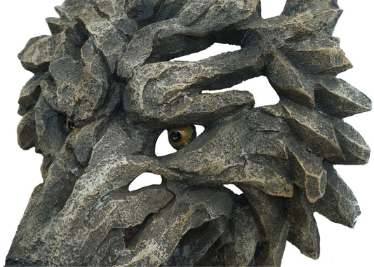 Cosmo Casa - Wanddecoratie - Wolfskop - Polyresin - Grijs - 32 cm