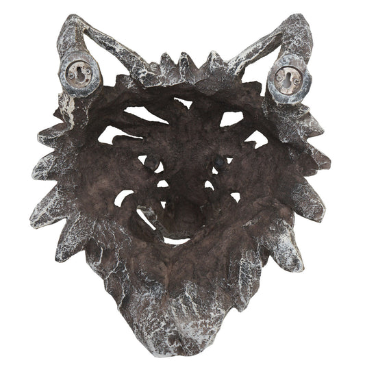 Cosmo Casa - Wanddecoratie - Wolfskop - Polyresin - Grijs - 32 cm