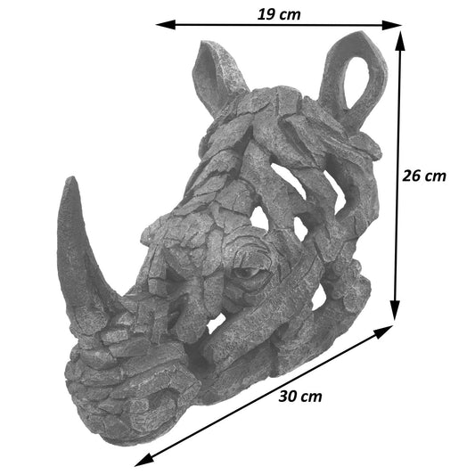 Cosmo Casa - Wanddecoratie - Neushoornkop - Polyresin - Grijs - 26 cm