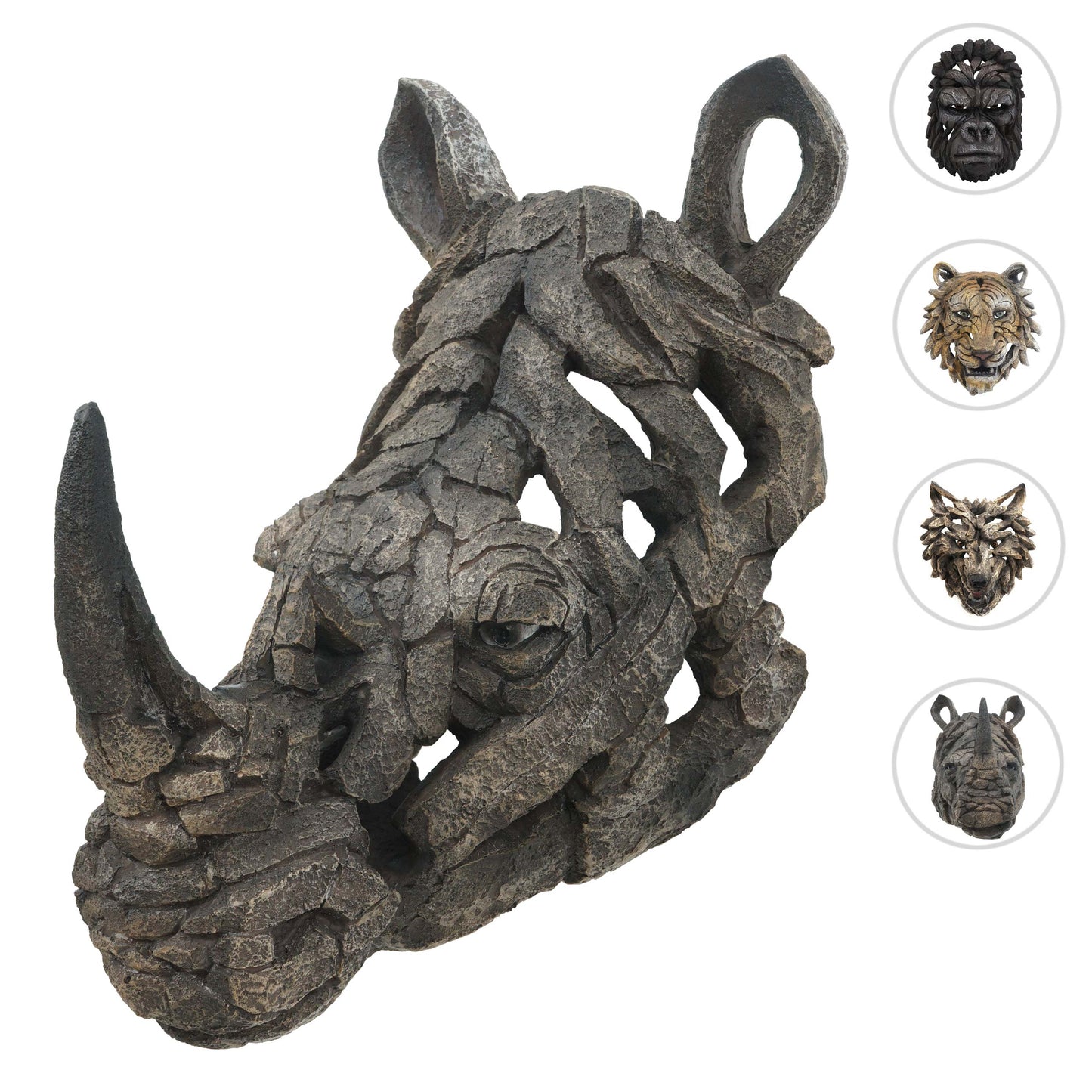 Cosmo Casa - Wanddecoratie - Neushoornkop - Polyresin - Grijs - 26 cm