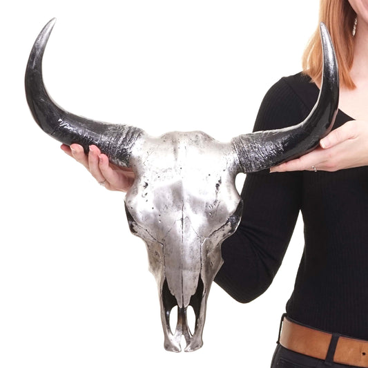 Cosmo Casa - Wanddecoratie - Decoratieve Schedel - Polyresin - Zilver