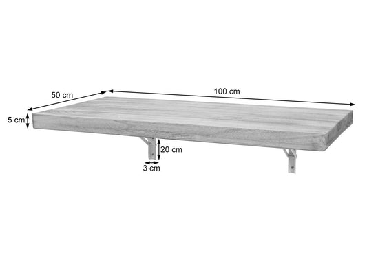 Cosmo Casa - Wandtafel - Opklapbaar Ontwerp - Massief Hout - Natuurkleur - 100x50 cm