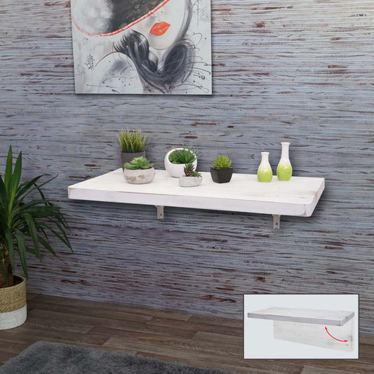 Cosmo Casa - Wandtafel - Opklapbaar Ontwerp - Massief Hout - Shabby White - 100x50 cm