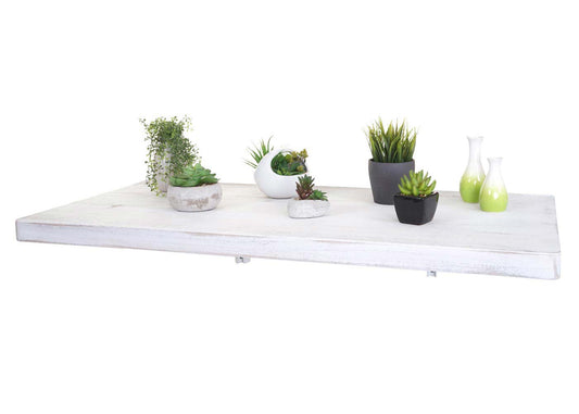 Cosmo Casa - Wandtafel - Opklapbaar Ontwerp - Massief Hout - Shabby White - 100x50 cm
