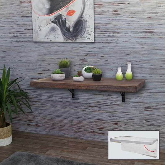 Cosmo Casa - Wandtafel - Opklapbaar Ontwerp - Massief Hout - Shabby Brown - 100x50 cm