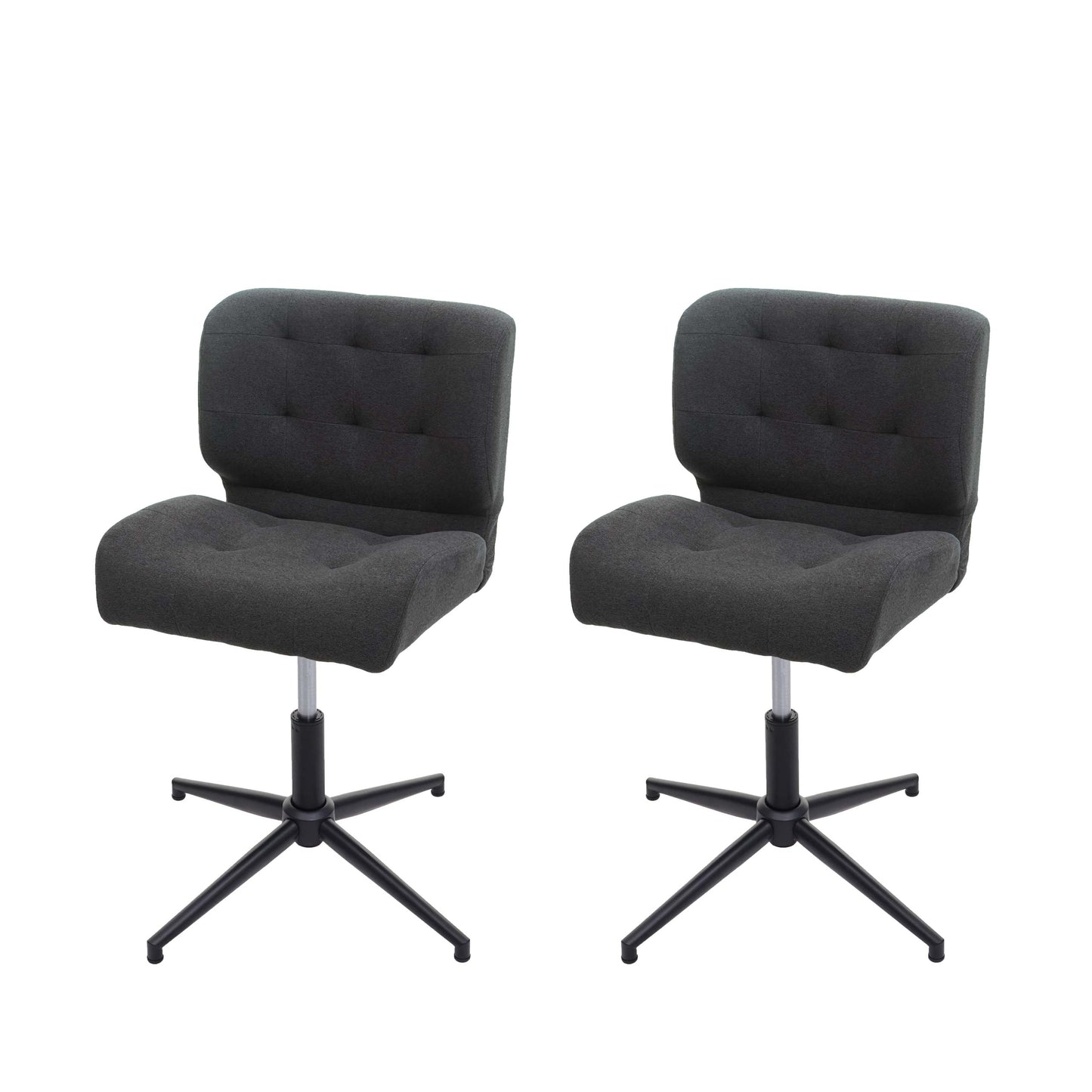 Cosmo Casa - Set van 2 Eetkamerstoelen - Verstelbaar - Textiel - Donkergrijs - Onderstel zwart