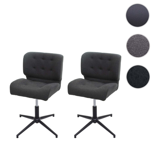 Cosmo Casa - Set van 2 Eetkamerstoelen - Verstelbaar - Textiel - Donkergrijs - Onderstel zwart