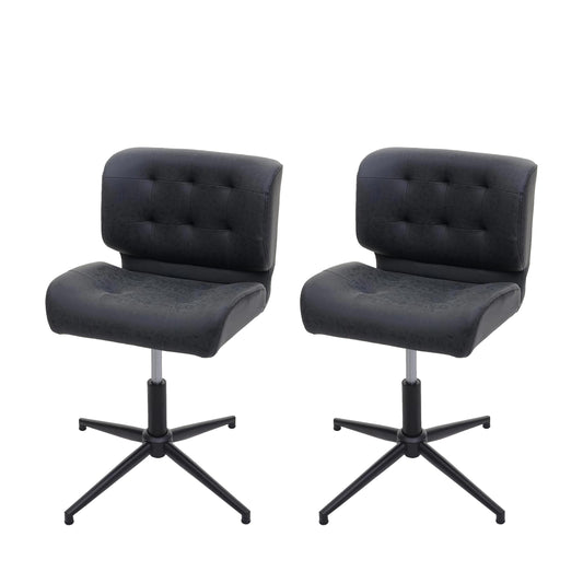 Cosmo Casa - Set van 2 Eetkamerstoelen - Verstelbaar - Kunstleer - Vintage donkergrijs - Zwarte voet