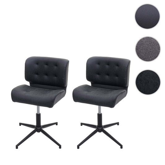 Cosmo Casa - Set van 2 Eetkamerstoelen - Verstelbaar - Kunstleer - Vintage donkergrijs - Zwarte voet