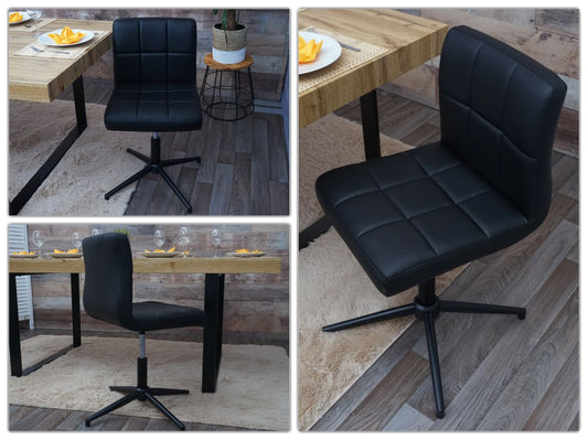 Cosmo Casa - Eetkamerstoelen set van 2 - In hoogte verstelbaar - Imitatieleer - Zwart