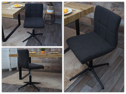 Cosmo Casa - Eetkamerstoelen set van 2 - In hoogte verstelbaar - Stof/textiel - Donkergrijs