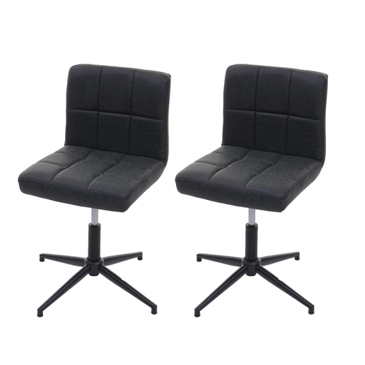 Cosmo Casa - Eetkamerstoelen set van 2 - In hoogte verstelbaar - Imitatieleer - Donkergrijs