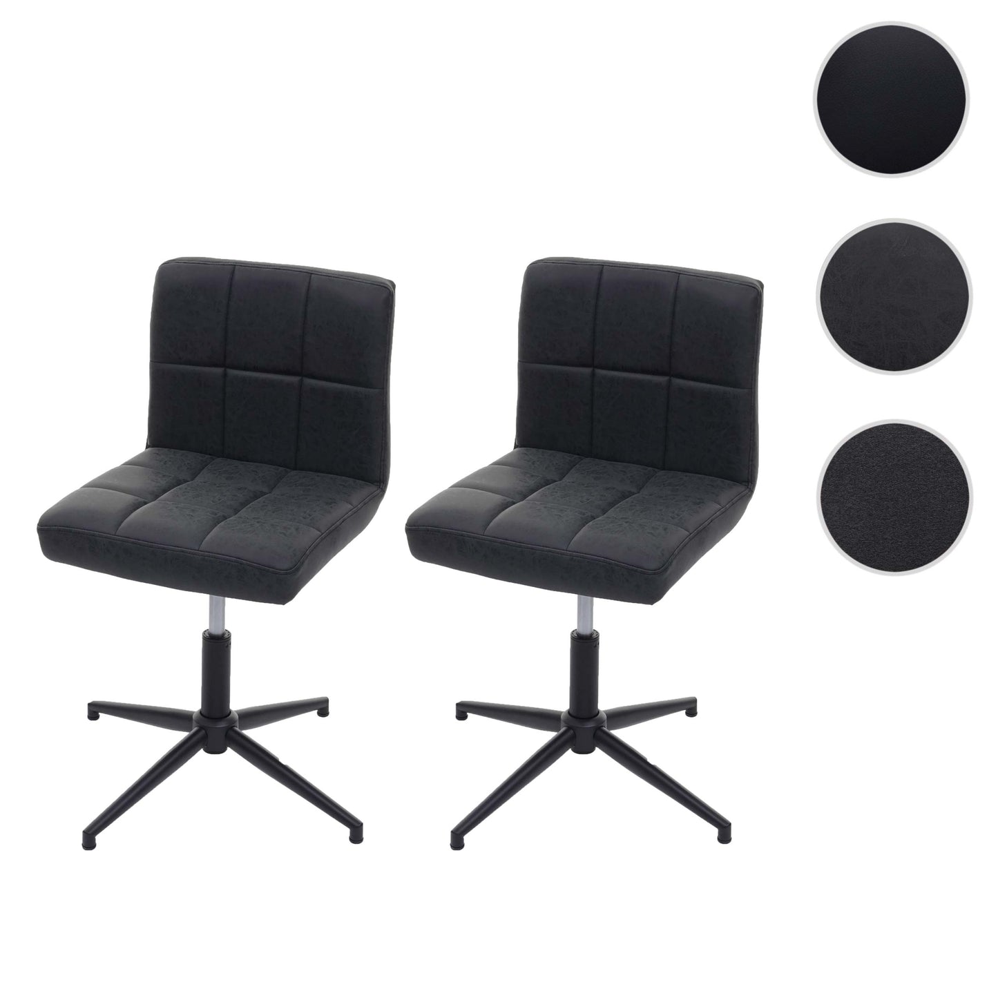 Cosmo Casa - Eetkamerstoelen set van 2 - In hoogte verstelbaar - Imitatieleer - Donkergrijs