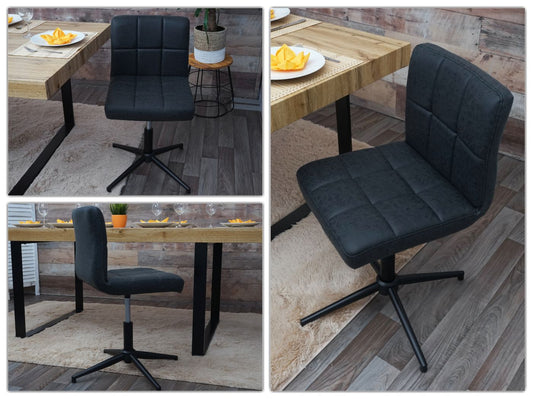 Cosmo Casa - Eetkamerstoelen set van 2 - In hoogte verstelbaar - Imitatieleer - Donkergrijs