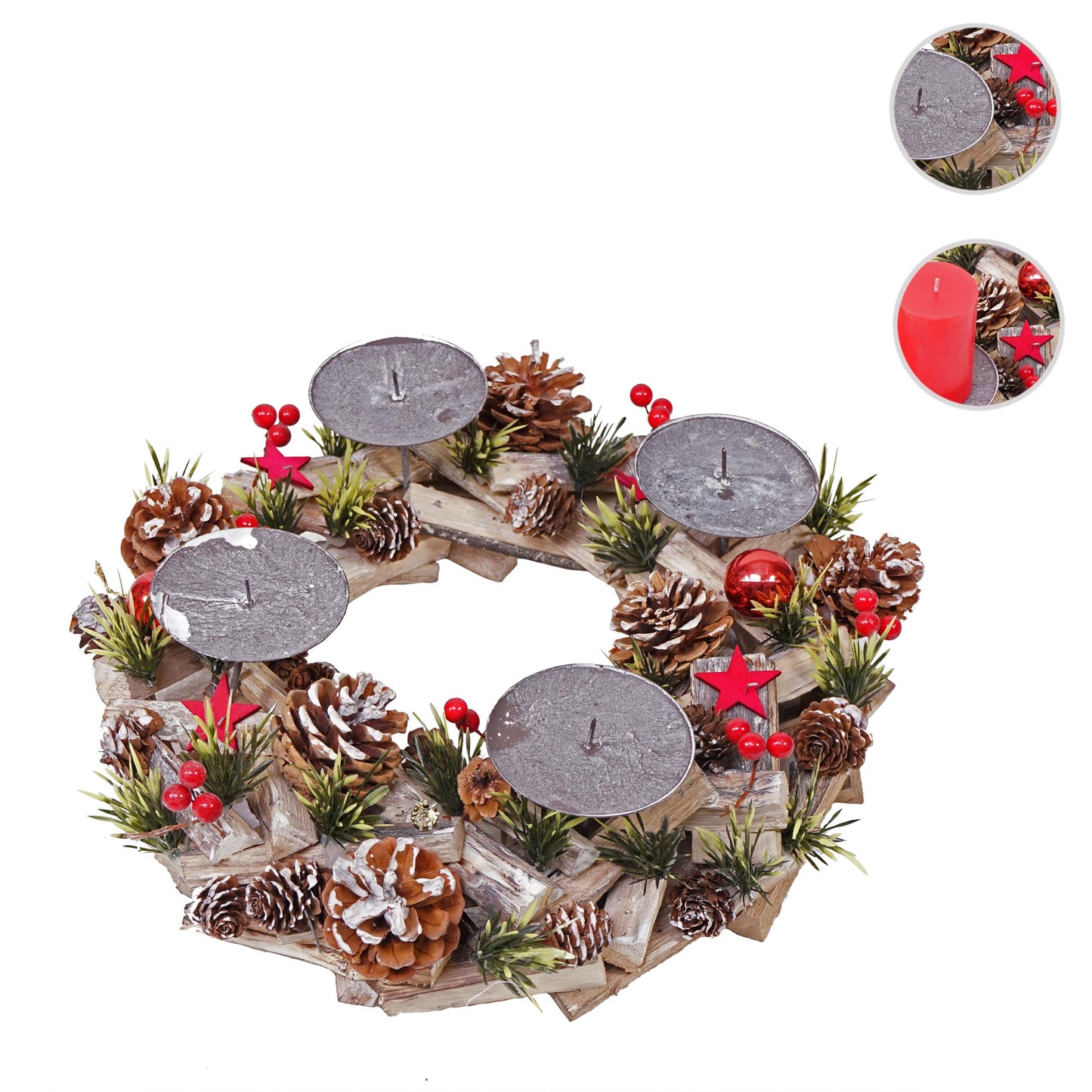 Cosmo Casa - Adventskrans - Zonder kaarsen - Hout - Naturel - Ø 33 cm