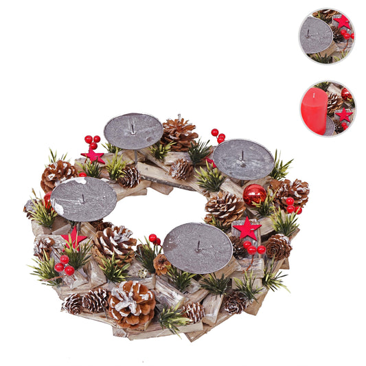 Cosmo Casa - Adventskrans - Zonder kaarsen - Hout - Naturel - Ø 33 cm