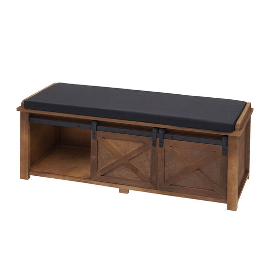 Cosmo Casa - Bank met opbergruimte - Met lades - Hout en stof - Bruin - 102x43x33cm
