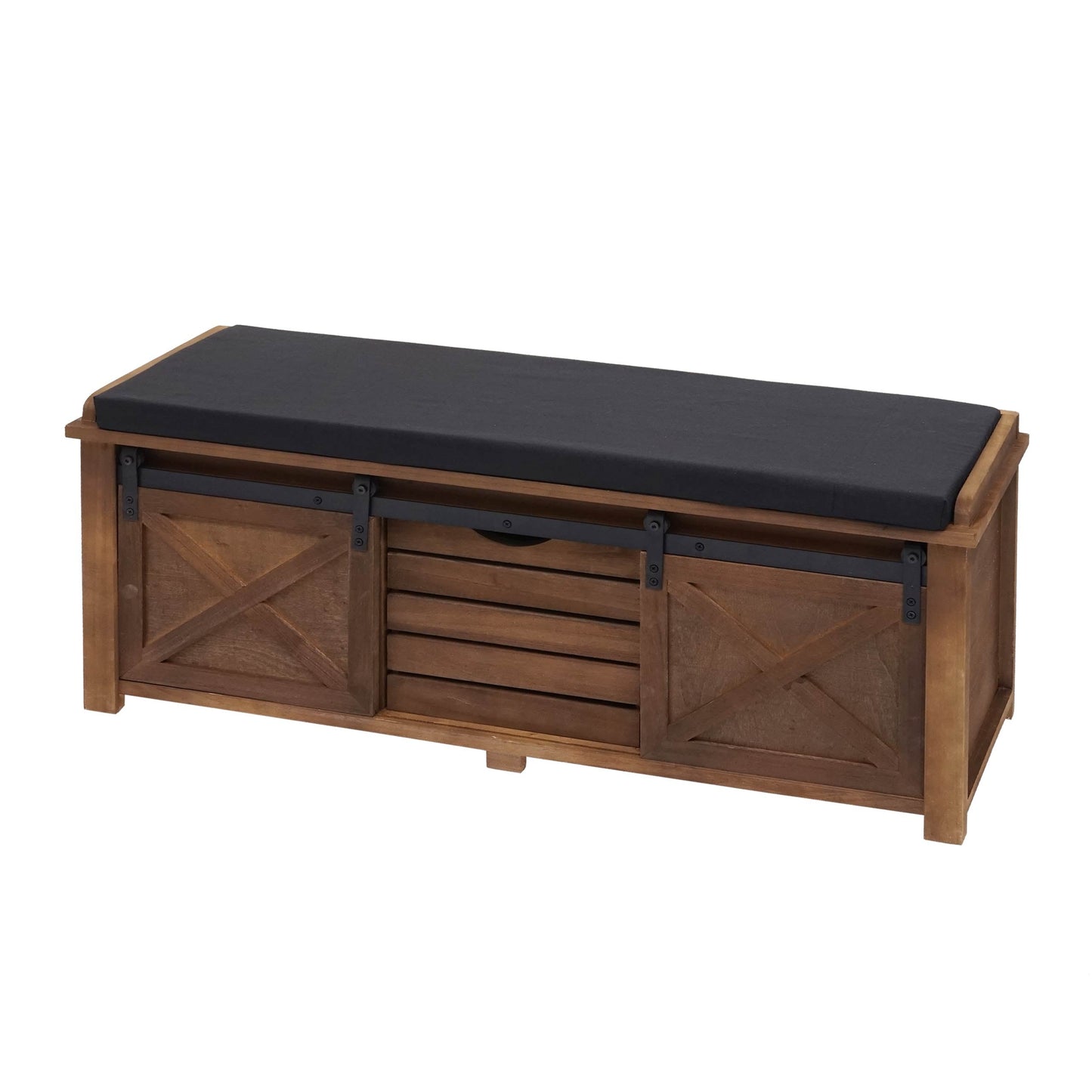 Cosmo Casa - Bank met opbergruimte - Met lades - Hout en stof - Bruin - 102x43x33cm