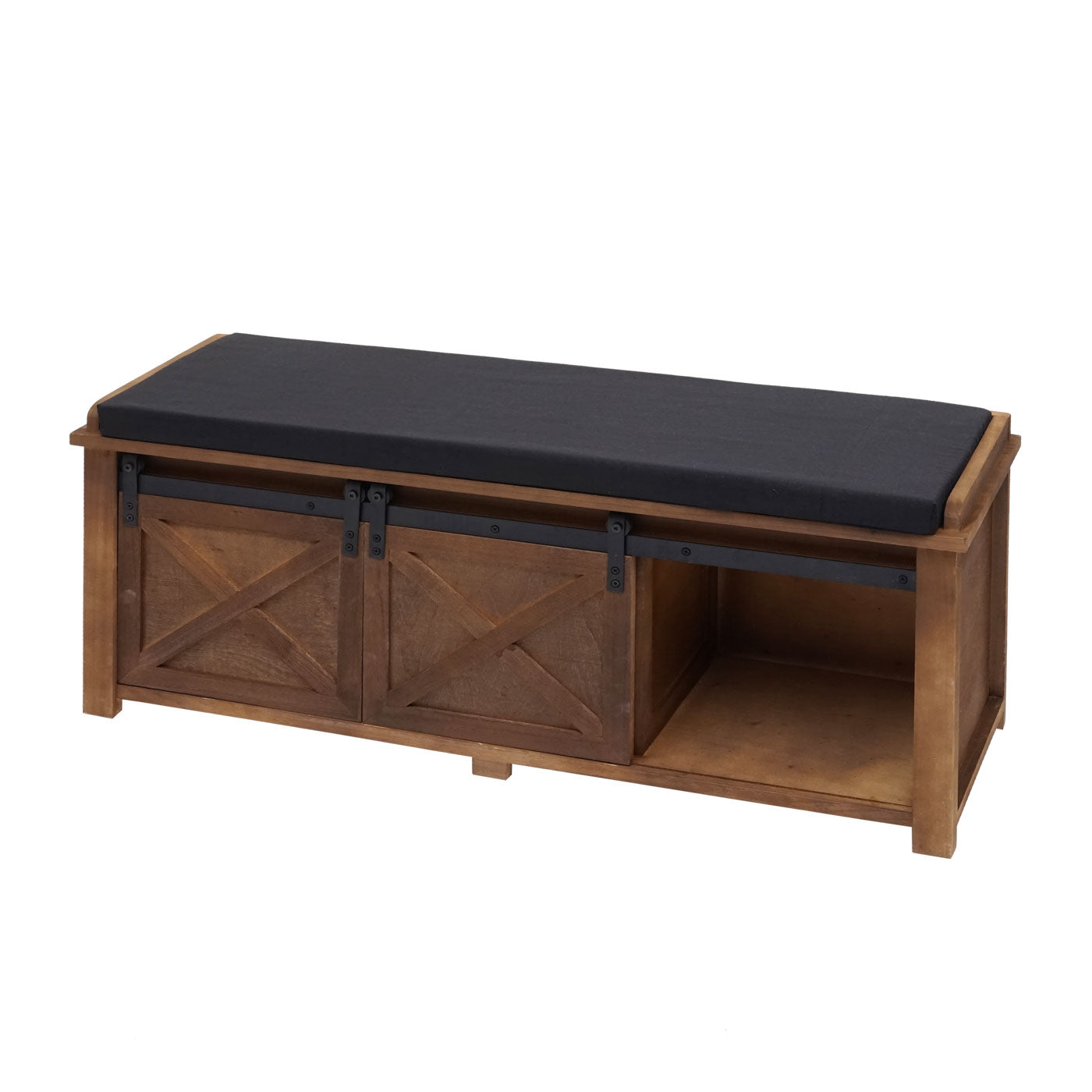 Cosmo Casa - Bank met opbergruimte - Met lades - Hout en stof - Bruin - 102x43x33cm