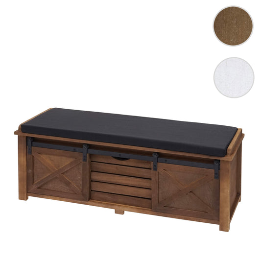 Cosmo Casa - Bank met opbergruimte - Met lades - Hout en stof - Bruin - 102x43x33cm
