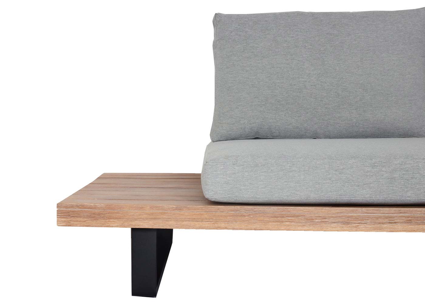 Cosmo Casa - Tuinset met Fauteuil - Loungebank & Fauteuil - Gesponnen Poly & Acaciahout & Aluminium - Lichtbruin - Bekleding Lichtgrijs