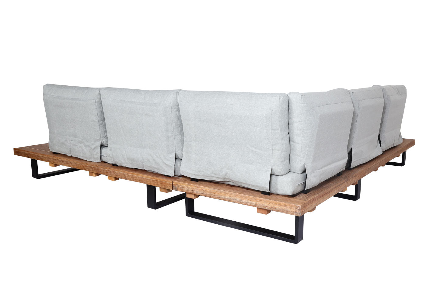 Cosmo Casa - Tuinset met Fauteuil - Loungebank & Fauteuil - Gesponnen Poly & Acaciahout & Aluminium - Lichtbruin - Bekleding Lichtgrijs