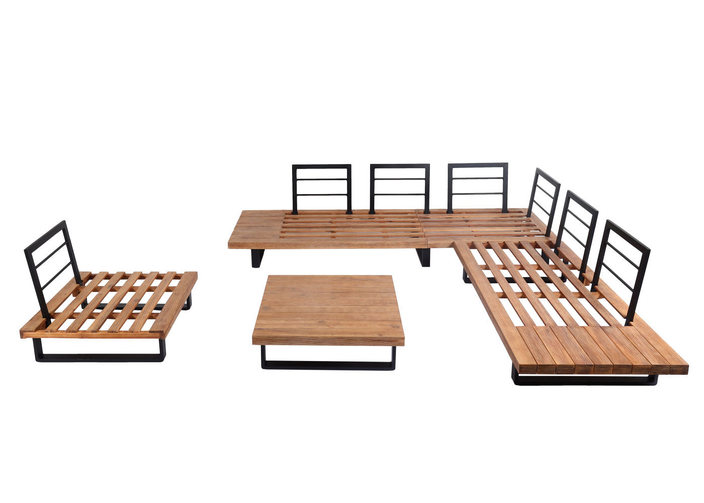 Cosmo Casa - Tuinset met Fauteuil - Loungebank & Fauteuil - Gesponnen Poly & Acaciahout & Aluminium - Lichtbruin - Bekleding Lichtgrijs