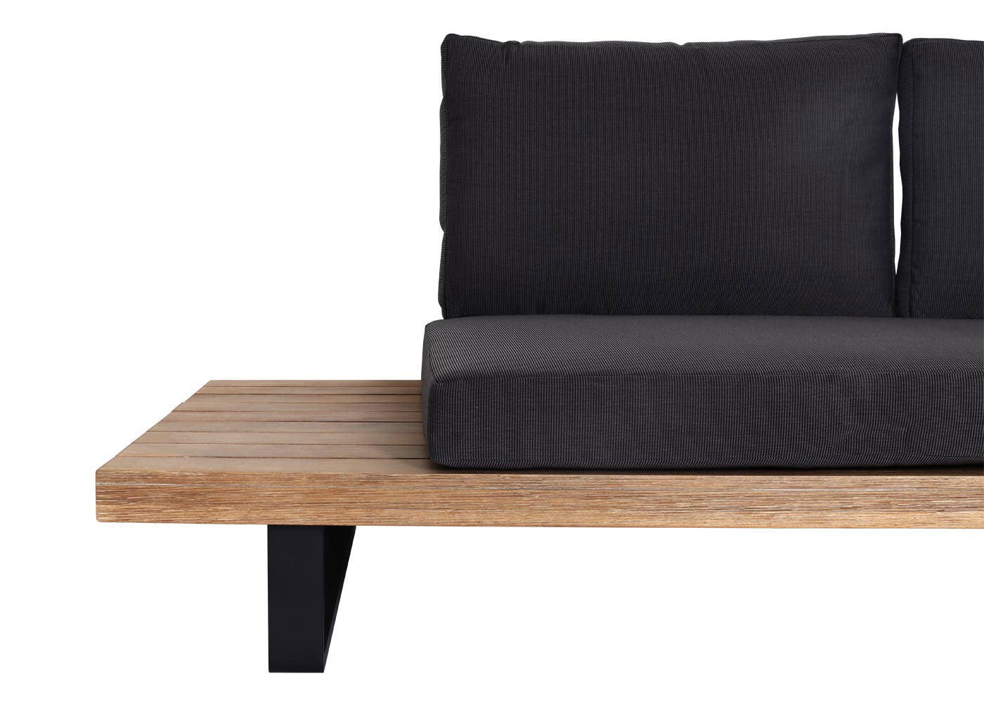 Cosmo Casa - Tuinset met Fauteuil - Loungebank & Fauteuil - Gesponnen Poly & Acaciahout & Aluminium - Lichtbruin - Bekleding Donkergrijs