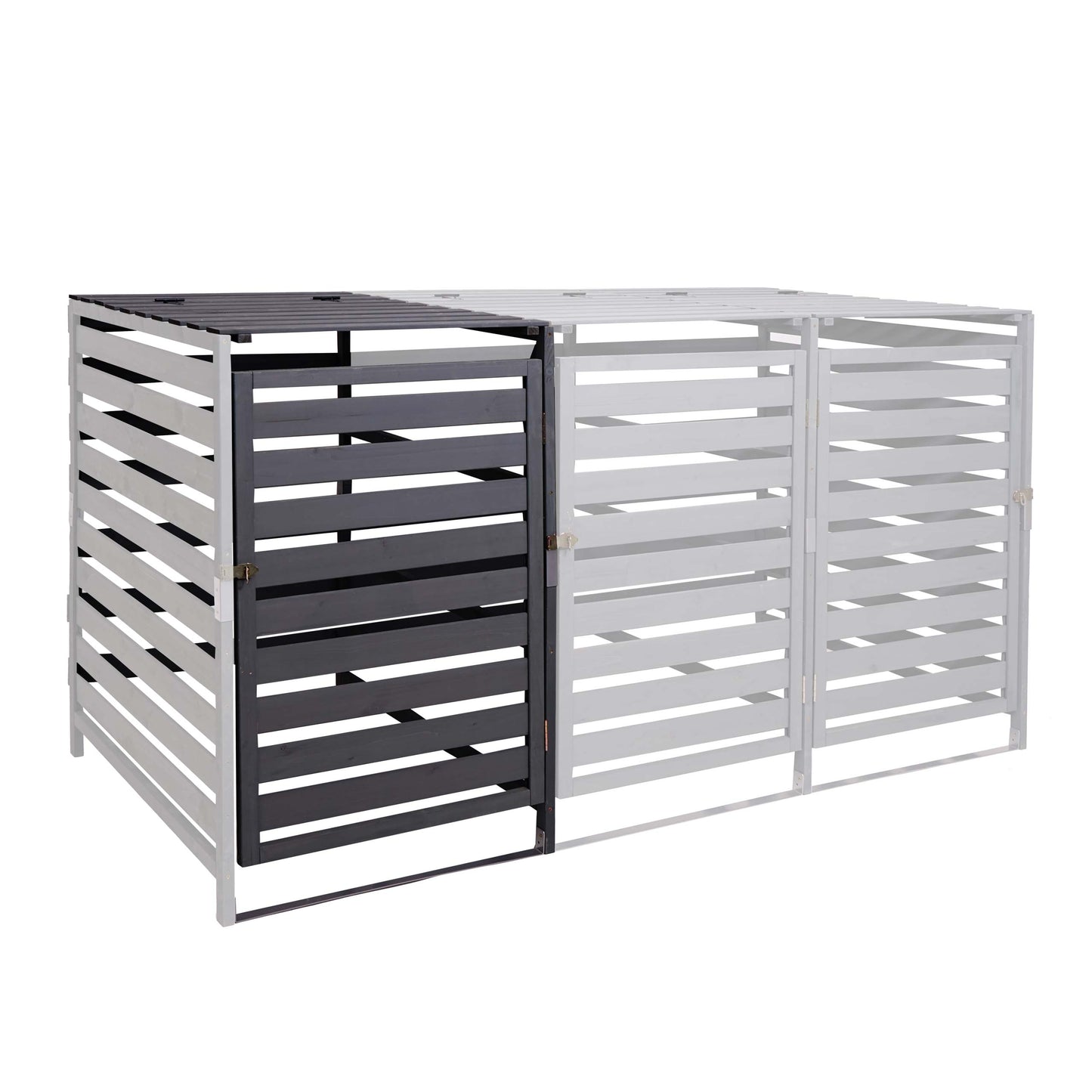 Cosmo Casa - Afvalbakverlengstuk - Voor 1-2-bak systeem - Massief hout - Antraciet - 114x67x97cm