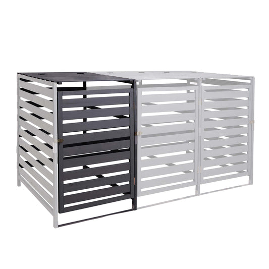 Cosmo Casa - Afvalbakverlengstuk - Voor 1-2-bak systeem - Massief hout - Antraciet - 114x67x97cm