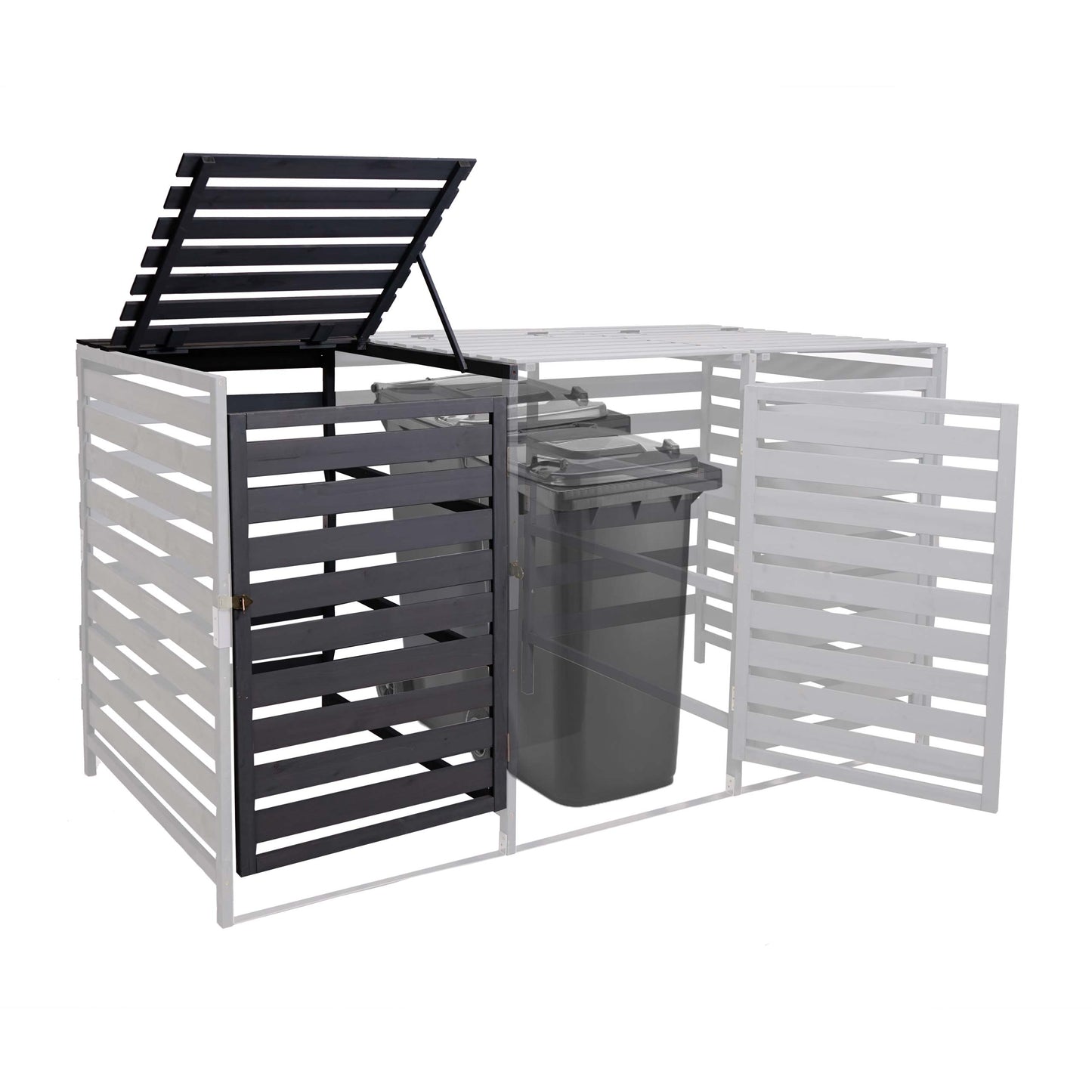 Cosmo Casa - Afvalbakverlengstuk - Voor 1-2-bak systeem - Massief hout - Antraciet - 114x67x97cm