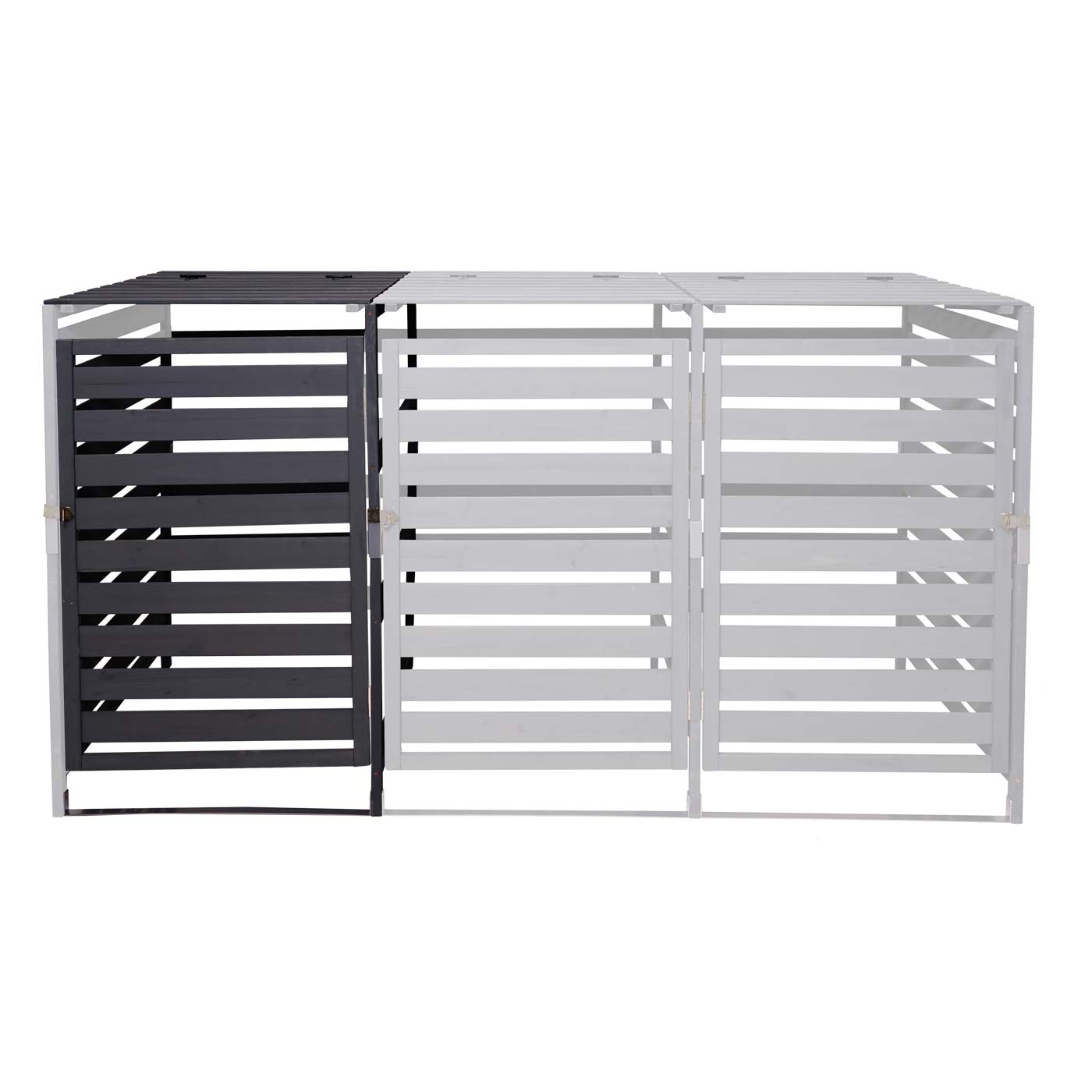 Cosmo Casa - Afvalbakverlengstuk - Voor 1-2-bak systeem - Massief hout - Antraciet - 114x67x97cm