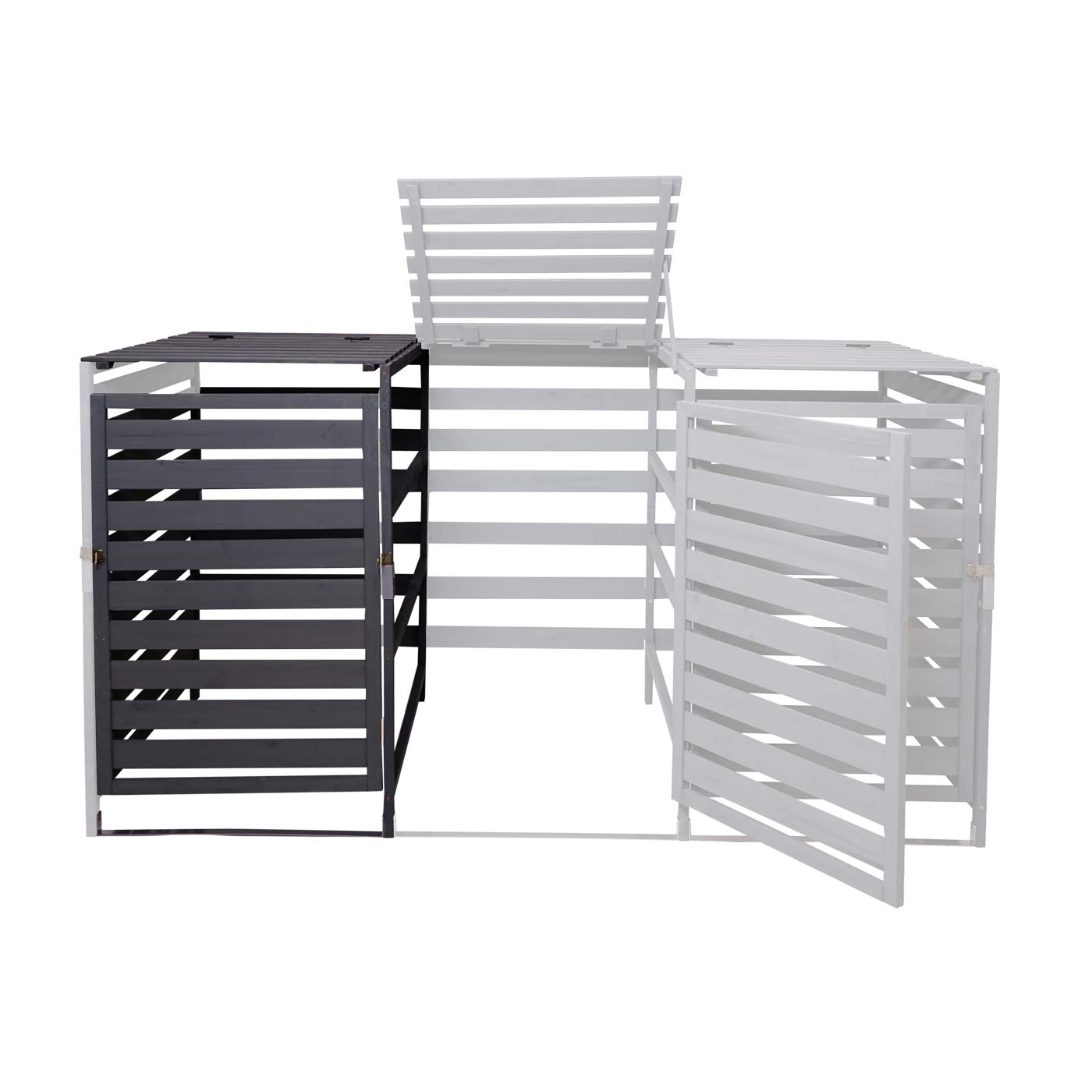 Cosmo Casa - Afvalbakverlengstuk - Voor 1-2-bak systeem - Massief hout - Antraciet - 114x67x97cm