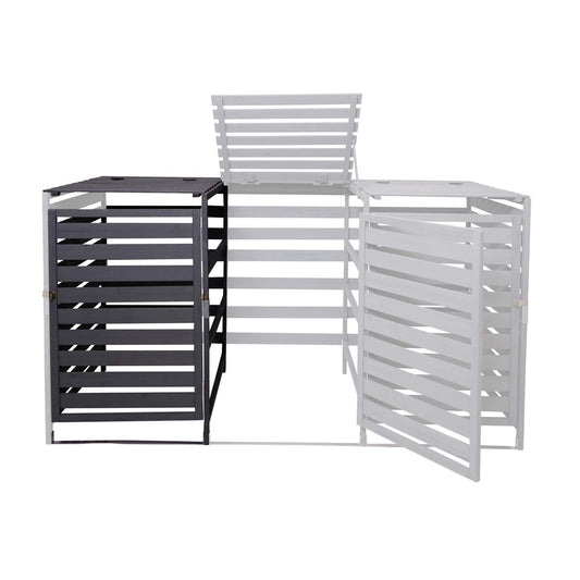 Cosmo Casa - Afvalbakverlengstuk - Voor 1-2-bak systeem - Massief hout - Antraciet - 114x67x97cm