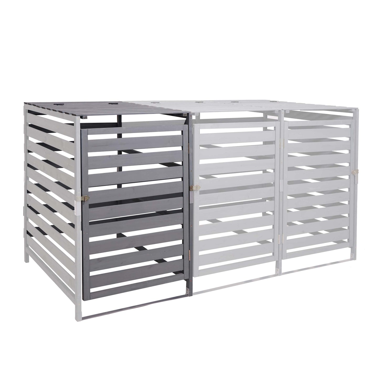 Cosmo Casa - Afvalbakverlengstuk - Voor 1-2-bak systeem - Massief hout - Lichtgrijs - 114x67x97cm