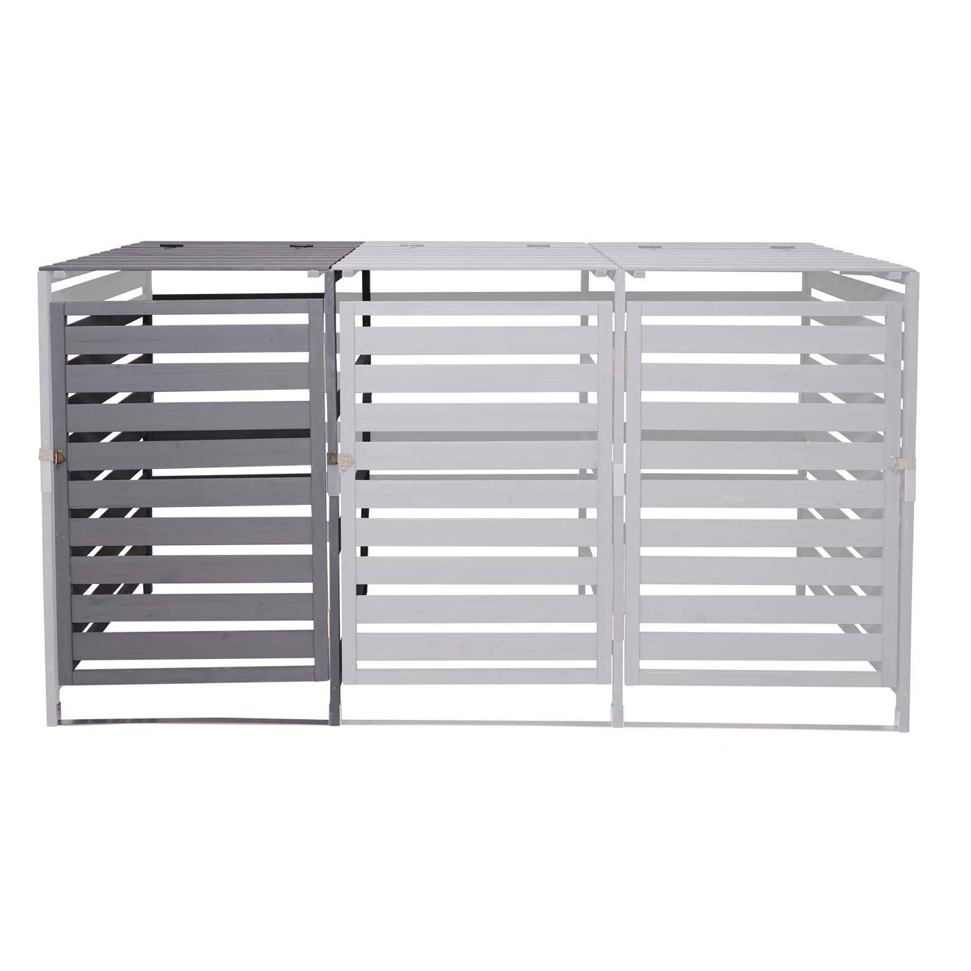 Cosmo Casa - Afvalbakverlengstuk - Voor 1-2-bak systeem - Massief hout - Lichtgrijs - 114x67x97cm