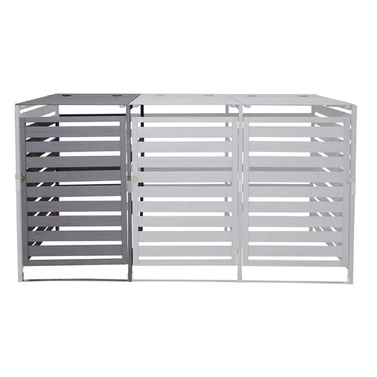 Cosmo Casa - Afvalbakverlengstuk - Voor 1-2-bak systeem - Massief hout - Lichtgrijs - 114x67x97cm