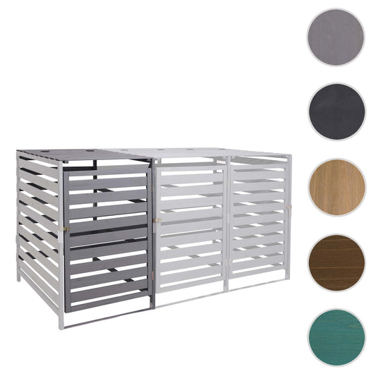 Cosmo Casa - Afvalbakverlengstuk - Voor 1-2-bak systeem - Massief hout - Lichtgrijs - 114x67x97cm