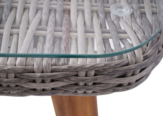 Cosmo Casa - Poly Rattan Eettafel - Halfrond - Staal & Acacia - Grijs - 150×90 cm