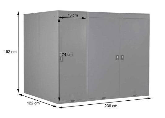 Cosmo Casa - Fietsenstalling 3-zits - Uitbreidbaar - Metaal - Antraciet & Lichtgrijs