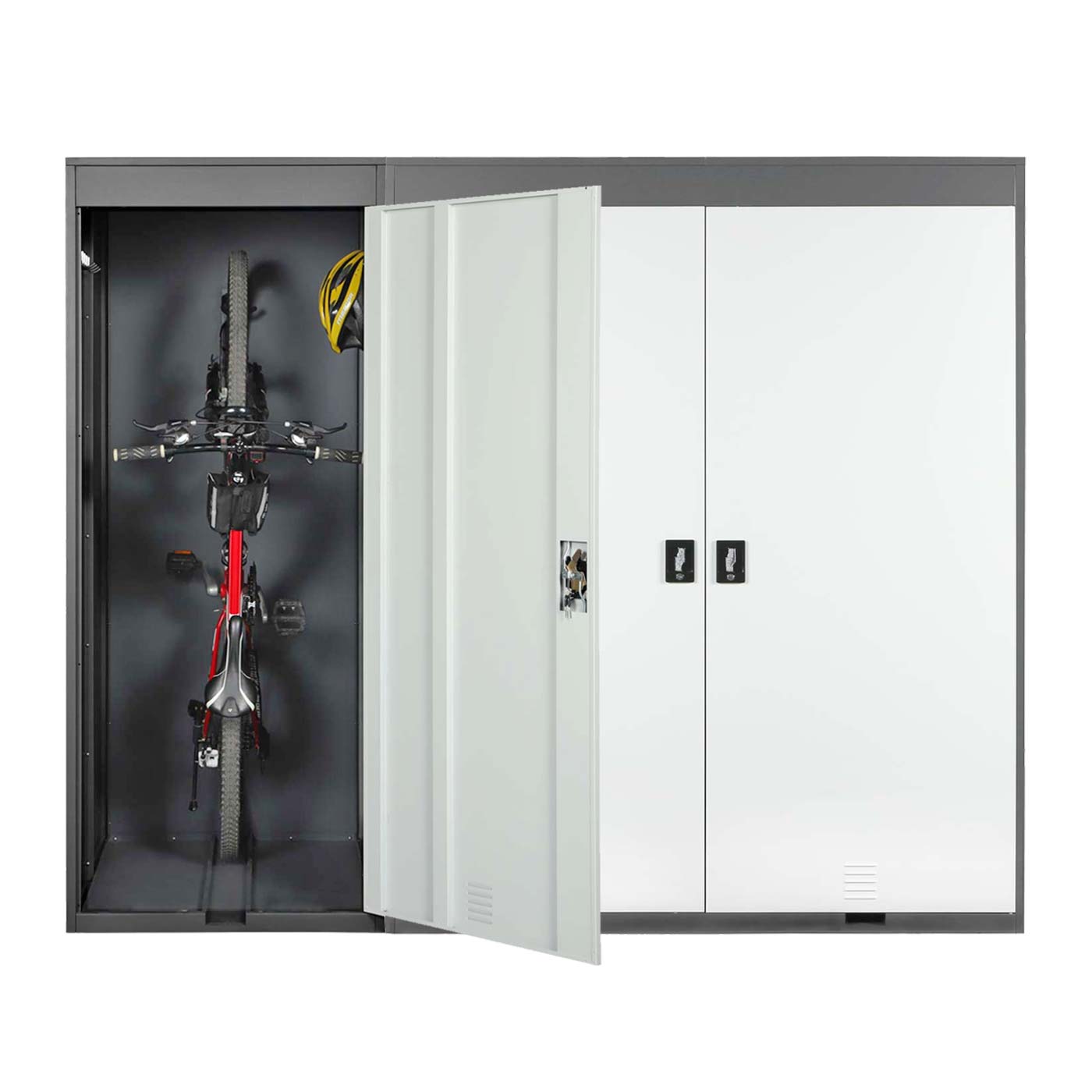 Cosmo Casa - Fietsenstalling 3-zits - Uitbreidbaar - Metaal - Antraciet & Lichtgrijs