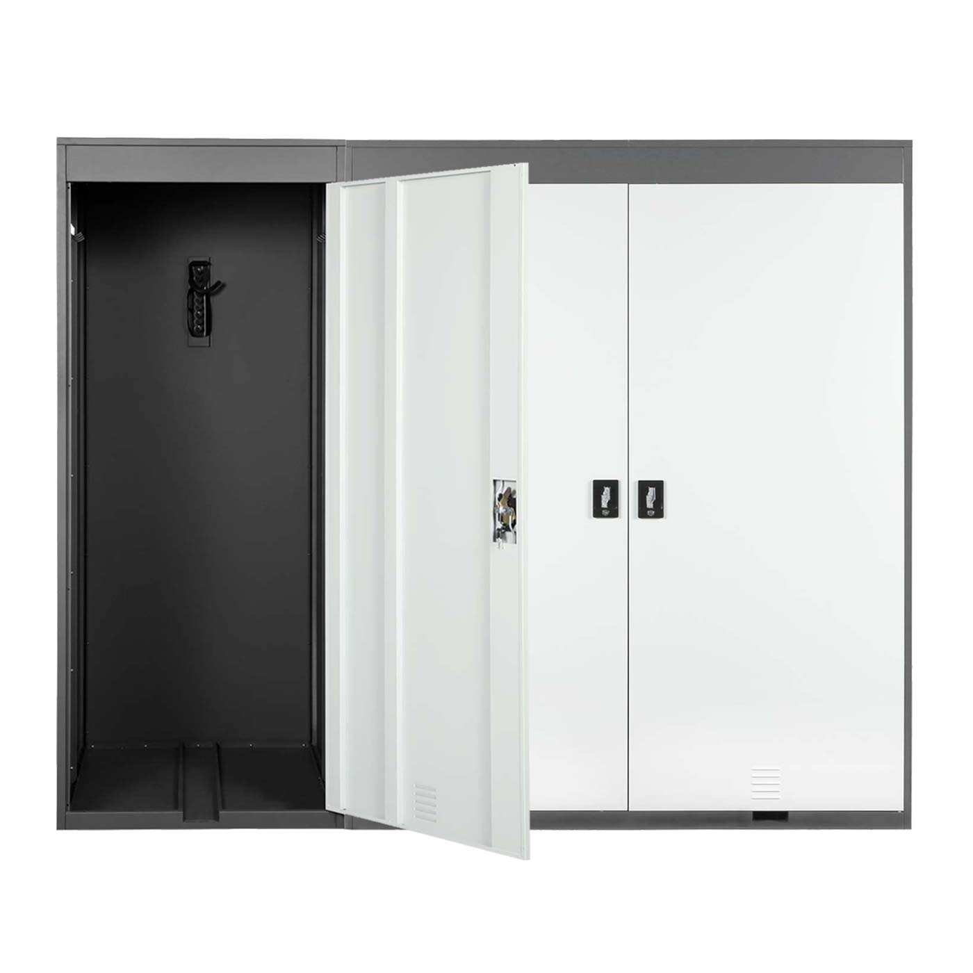 Cosmo Casa - Fietsenstalling 3-zits - Uitbreidbaar - Metaal - Antraciet & Lichtgrijs