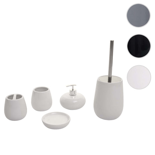 Cosmo Casa - 5-delige Badkamerset - Toiletset Badkameraccessoires - Keramiek - Wit